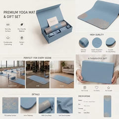 Mercury-Portable TPE 6mm Non-Slip Shock Absorption Yoga Pad for Women Yoga Studio Gym Home Travel Camping Fitness Meditation Gift