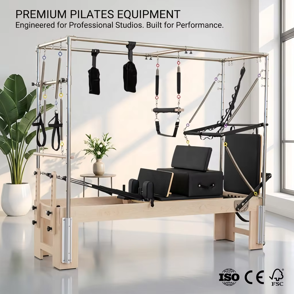 Mercury-Hot Sale Studio Gym Fitness White Aluminum Alloy Pilates-reformer Commercial Use Pilates Cadillac Reformer Cama De Pilates