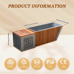 Mercury-High Performance 1HP Water Chiller Red Cedar Ice Bath Cold Plunge Cabinet 304 Stainless Steel WiFi Ice Bath Cold Plunge Tub Set