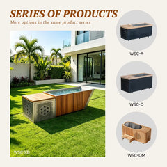 Mercury-High Performance 1HP Water Chiller Red Cedar Ice Bath Cold Plunge Cabinet 304 Stainless Steel WiFi Ice Bath Cold Plunge Tub Set