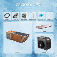 Mercury-High Performance 1HP Water Chiller Red Cedar Ice Bath Cold Plunge Cabinet 304 Stainless Steel WiFi Ice Bath Cold Plunge Tub Set