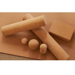 Mercury-Cork Organic Yoga Wooden Exercise Massage Cork Roller Block Set for Fitness Gym Pilates