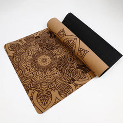 Mercury-Cork Organic Yoga Set Custom Print Mat Wooden Exercise Massage Cork Roller Block Gym Fitness Sets
