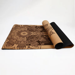 Mercury-Cork Organic Yoga Set Custom Print Mat Wooden Exercise Massage Cork Roller Block Gym Fitness Sets