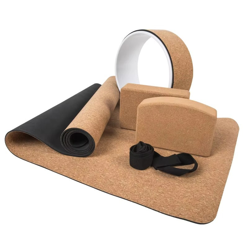 Mercury-2026 Luxury High Quality Natural Extra Thick Dark Cork Rubber Yoga Mat Set for Eco-friendly
