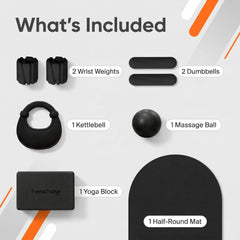 Mercury-Durable Home Fitness Set with Iron & Silicone Handlebar Barbell Ring Yoga Mat & Accessories
