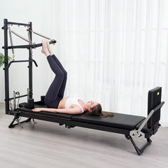 Mercury-Semi-Elevated Pilates Reformer Bed with Tower and Half Trapeze Foldable Iron Yoga Machine for Boutique Studio Gym