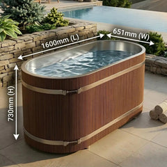 Mercury-Teak Finish Composite High End Ice Bath Tub With Insulation Most Durable Cold Plunge Tub