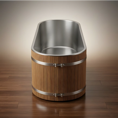 Mercury-Teak Finish Composite High End Ice Bath Tub With Insulation Most Durable Cold Plunge Tub