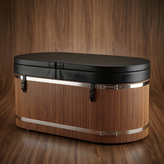 Mercury-Teak Finish Composite High End Ice Bath Tub With Insulation Most Durable Cold Plunge Tub