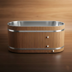 Mercury-Teak Finish Composite High End Ice Bath Tub With Insulation Most Durable Cold Plunge Tub