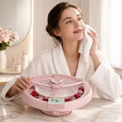 Mercury-Ice Face Bath Bowl with Breathing Tube & Thermometer Morning Depuffing Silicone Facial Ice Therapy Basin with Lid