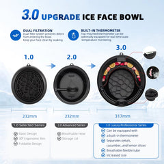 Mercury-Ice Face Bath Bowl with Breathing Tube & Thermometer Morning Depuffing Silicone Facial Ice Therapy Basin with Lid