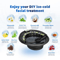 Mercury-Ice Face Bath Bowl with Breathing Tube & Thermometer Morning Depuffing Silicone Facial Ice Therapy Basin with Lid