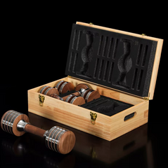 Mercury-High Quality Luxury Wood Dumbbell Gift Box with Stainless Steel Adjustable Dumbbells Set for Men & Women Body Exercise