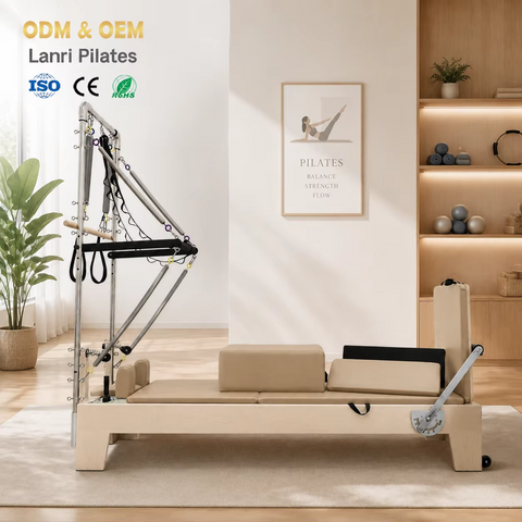 Mercury-Premium Canadian Maple Wood Pilates Reformer with Tower Commercial Grade Studio Core Bed for High-Intensity Training