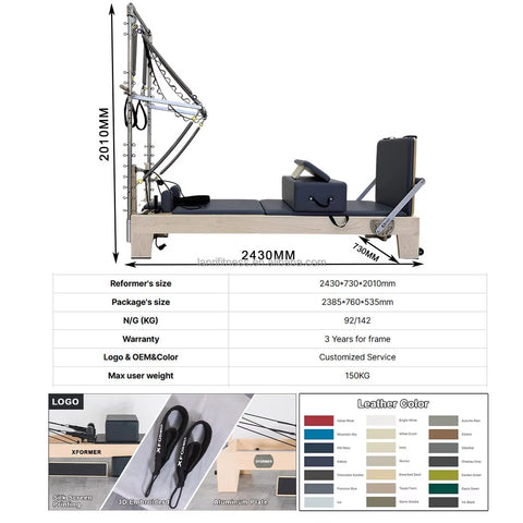 Mercury-Premium Canadian Maple Wood Pilates Reformer with Tower Commercial Grade Studio Core Bed for High-Intensity Training