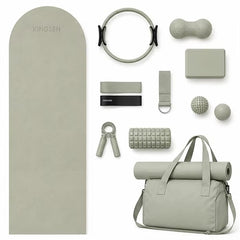 Mercury-OEM Fitness Yoga Set TPE 5mm/6mm Oval Exercise Mat Pilates Ring Yoga Brick Massage Ball Stretch Band Travel Carry Bag