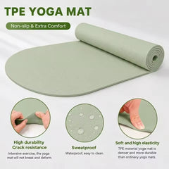 Mercury-OEM Fitness Yoga Set TPE 5mm/6mm Oval Exercise Mat Pilates Ring Yoga Brick Massage Ball Stretch Band Travel Carry Bag