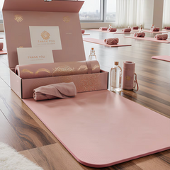 Mercury-Gift Box Set PU pink Yoga Mat Strap 6mm Biodegradable High Grip Professional Gear Corporate Gifting 1.83m