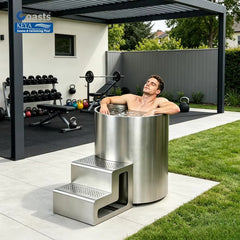 Mercury-Round Ice Barrel Cold Plunge Therapy Tub Stainless Steel 1hp Ice Bath Chiller Cold Plunge Tub