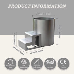 Mercury-Round Ice Barrel Cold Plunge Therapy Tub Stainless Steel 1hp Ice Bath Chiller Cold Plunge Tub