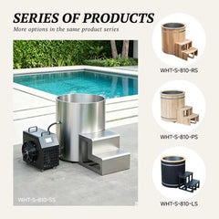 Mercury-Round Ice Barrel Cold Plunge Therapy Tub Stainless Steel 1hp Ice Bath Chiller Cold Plunge Tub