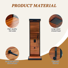 Mercury-Grand Graceful Sturdy Column Ebony Finish Sky View Shower Refreshing Rain Garden Hose Hookup for Zen Garden Outdoor Pool Shower