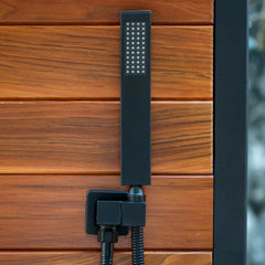 Mercury-Grand Graceful Sturdy Column Ebony Finish Sky View Shower Refreshing Rain Garden Hose Hookup for Zen Garden Outdoor Pool Shower