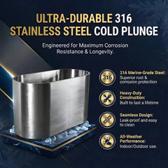 Mercury-304 316 Stainless Steel Ice Bath Tub 100% Marine-grade Stainless Steel Ice Bath SS Cold Plunge Tub