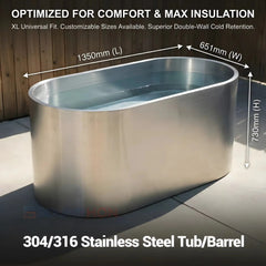 Mercury-304 316 Stainless Steel Ice Bath Tub 100% Marine-grade Stainless Steel Ice Bath SS Cold Plunge Tub