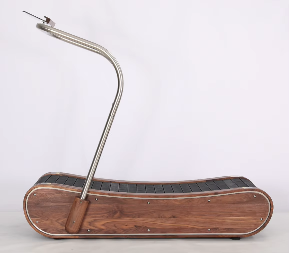 Mercury-Stainless Steel Wooden Curve Treadmill for Exercise Manual Treadmill for Natural Running