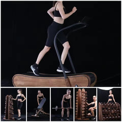 Mercury-Stainless Steel Wooden Curve Treadmill for Exercise Manual Treadmill for Natural Running