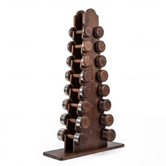 Mercury-Luxury Black Walnut Solid Wood Dumbbell Set with Rack Premium Eco Friendly Pilates Strength Training Equipment for Home Gym