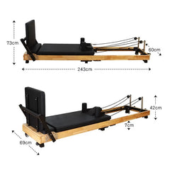 Mercury-Wood Pilates Reformer Foldable Machine Commercial Yoga Fitness Bed with High Density Foam Padded Carriage Gym
