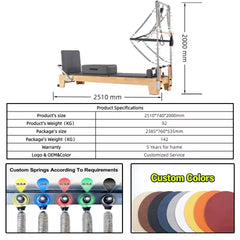 Mercury-Commercial Wooden Pilates Reformer with Tower Features Suitable for Pilates Studios Pilates Machine Cama De Pilates