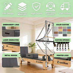 Mercury-Commercial Wooden Pilates Reformer with Tower Features Suitable for Pilates Studios Pilates Machine Cama De Pilates