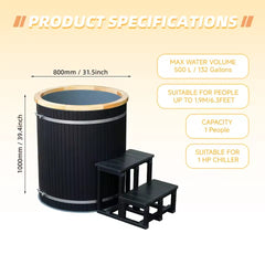 Mercury-Cold Therapy Tub with External Chiller and Smart Controller Water Chiller Ice Bath Cold Plunge Tub