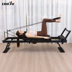 Mercury-Steel-Framed Pilates Reformer Foldable Yoga Machine with Adjustable Latex Resistance Tubes and Springs for Studio