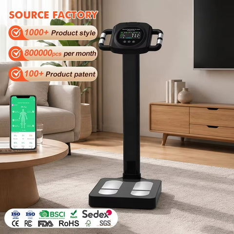 Mercury-High Quality Smart Body Fat Scale Ergonomic Four Electrode Handle 200kg AV Colorful LCD Display Glass Platform Weighting Scale